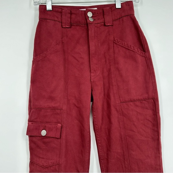 Reformation Kiley Cargo Pants in Merlot Burgundy Size 23 - Picture 4 of 7